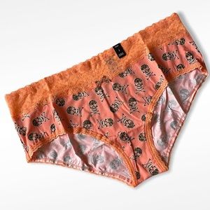 Torrid Peach Leopard Skull Lace Trim Cheeky Panty